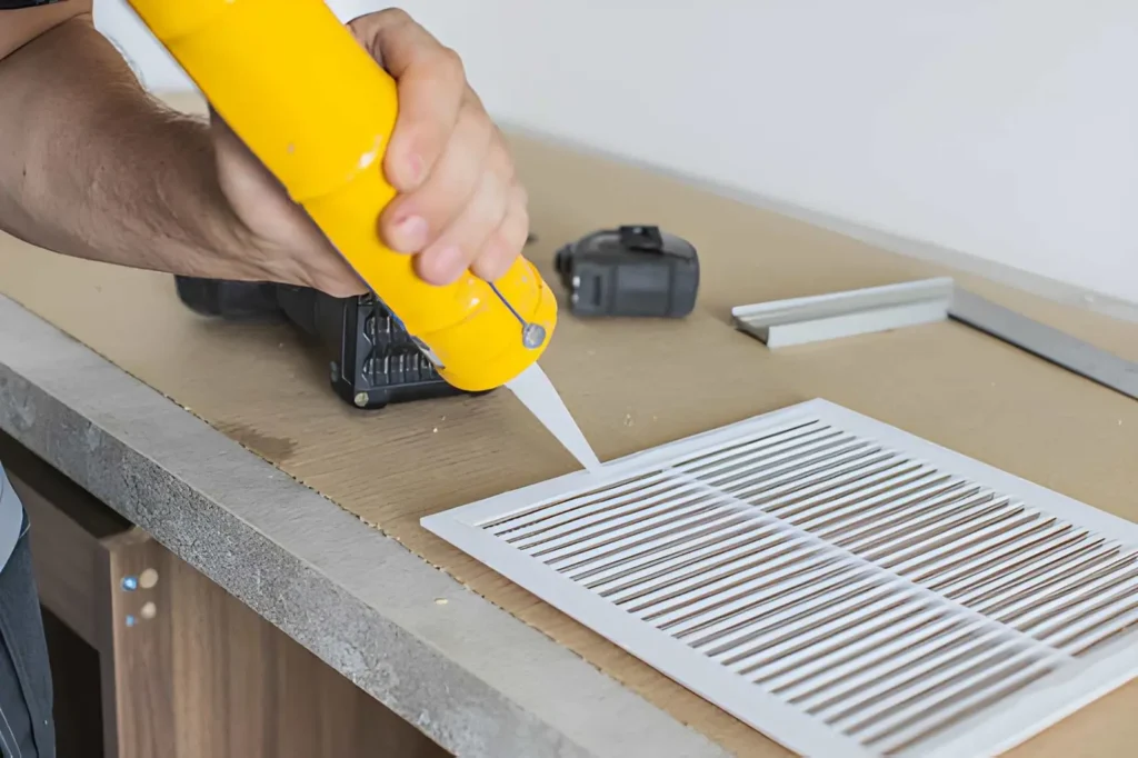 Professional technician performing Dryer Vent Repair inspection in a home vent system