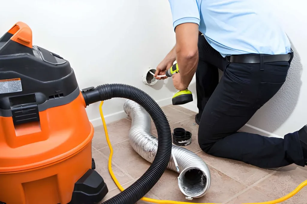 Detailed Dryer Vent Cleaning in Topanga removing lint buildup from vent line
